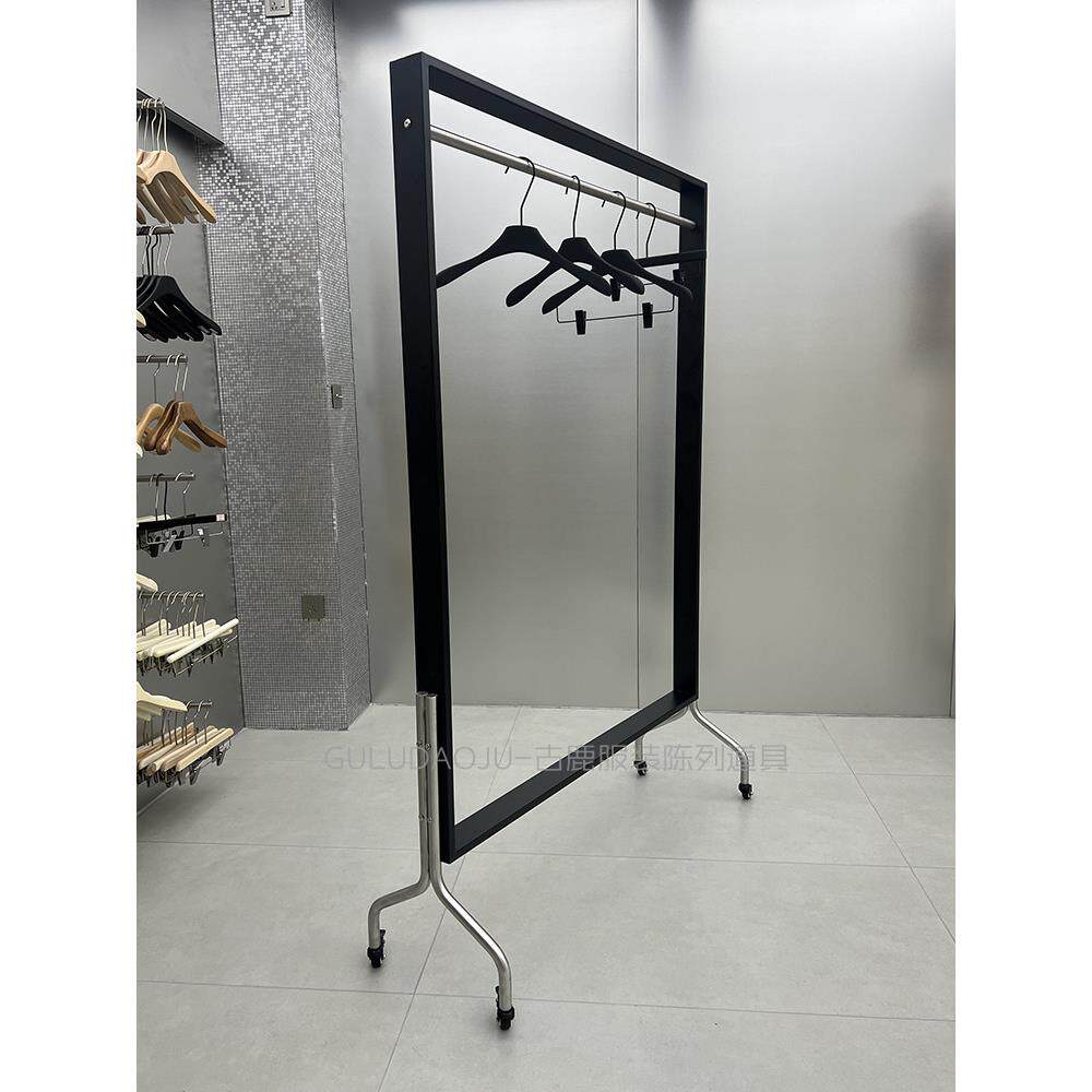 服装店展示架落地式带轮可移动不锈钢带轮中岛陈列架女装店货架子