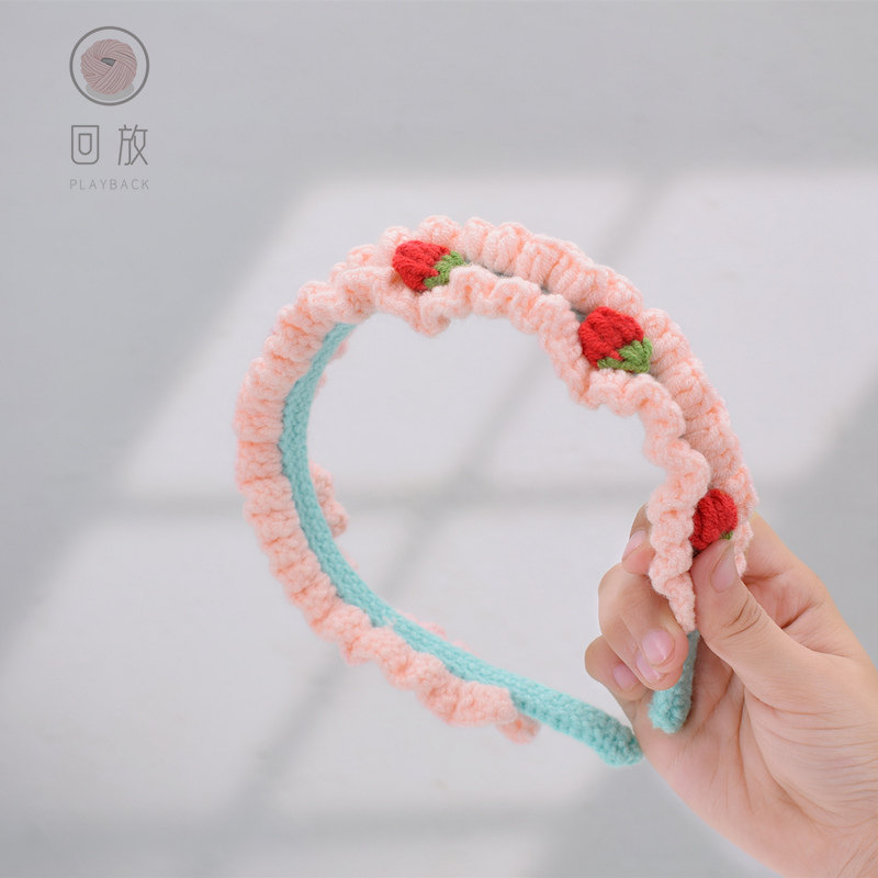回放毛线diy小草莓发箍材料包手工钩针编织可爱女生X头箍发饰发夹,服饰配件/皮带/帽子/围巾,DIY编织材料包,淘宝优惠券,粉丝福利购,淘宝优惠卷