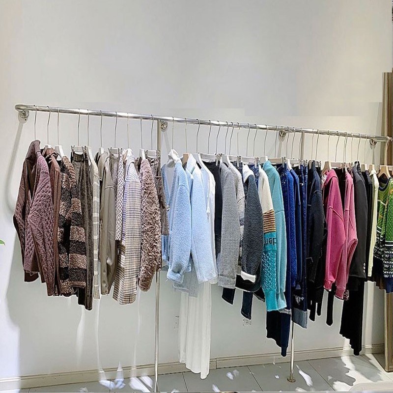 服装店展c示架女装童装不锈钢上墙落地壁挂式侧挂货架陈列架挂衣