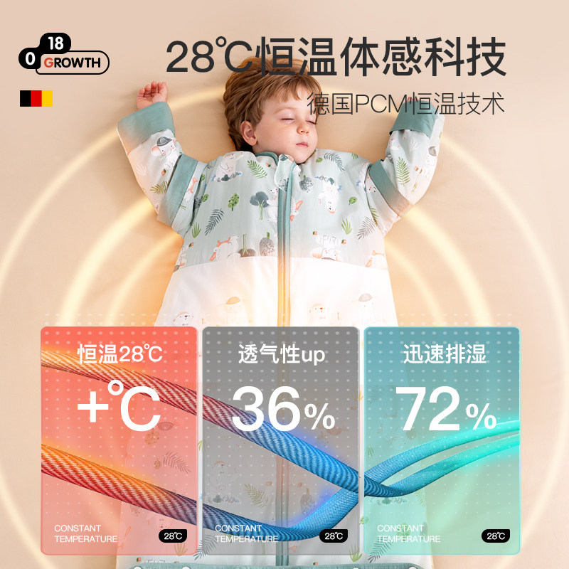 儿童睡袋春秋冬季秋冬款薄款恒温中大童宝宝防踢R被子神器四季通