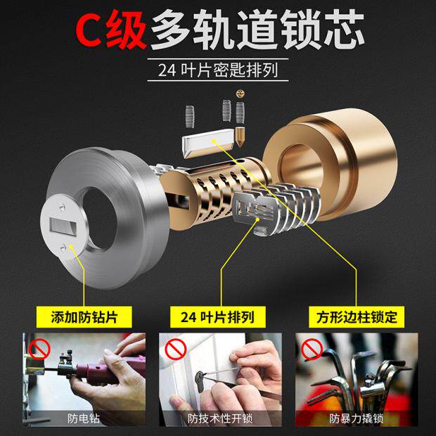 不锈钢防a盗门锁超B级家用锁老式外装门锁大门锁木门叶片锁 空转