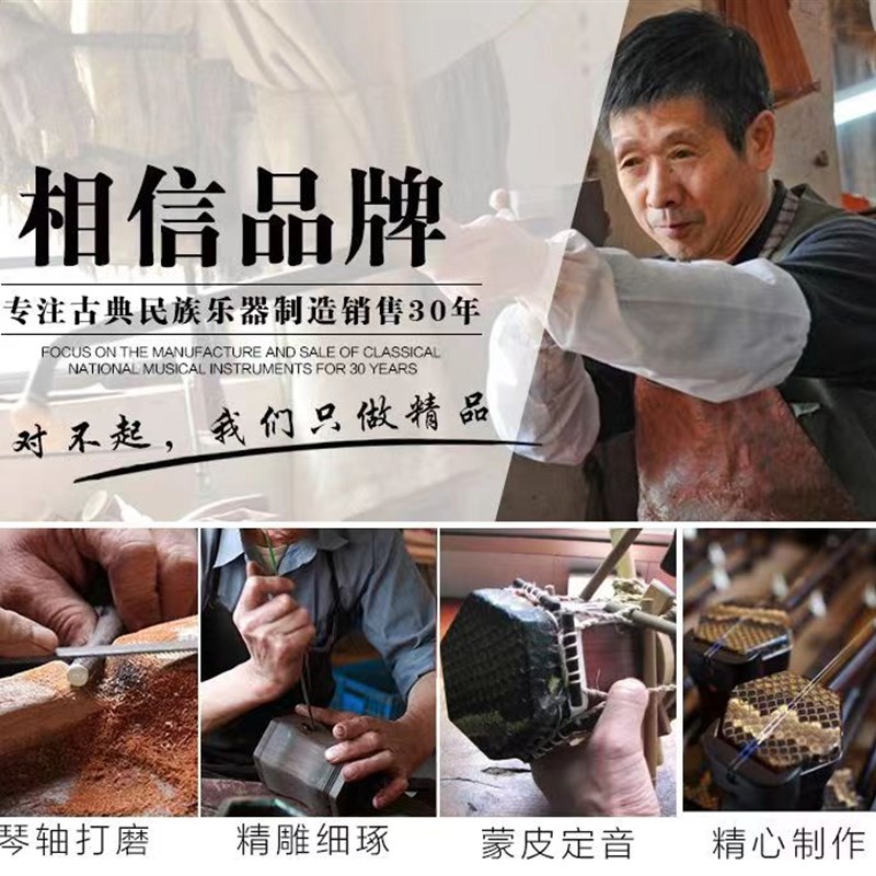 苏州黑檀二胡乐器初学者成人演奏二胡T琴弦配件教学级