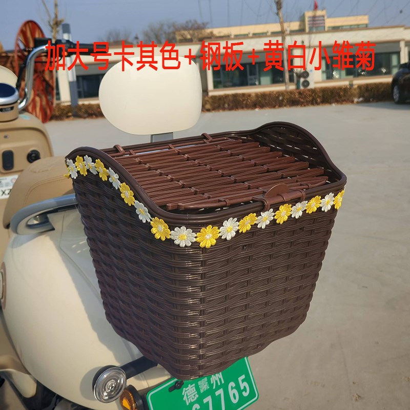 电动车后置车筐电动摩托车后尾挂篮车篓后用P靠背菜篮子置物神器