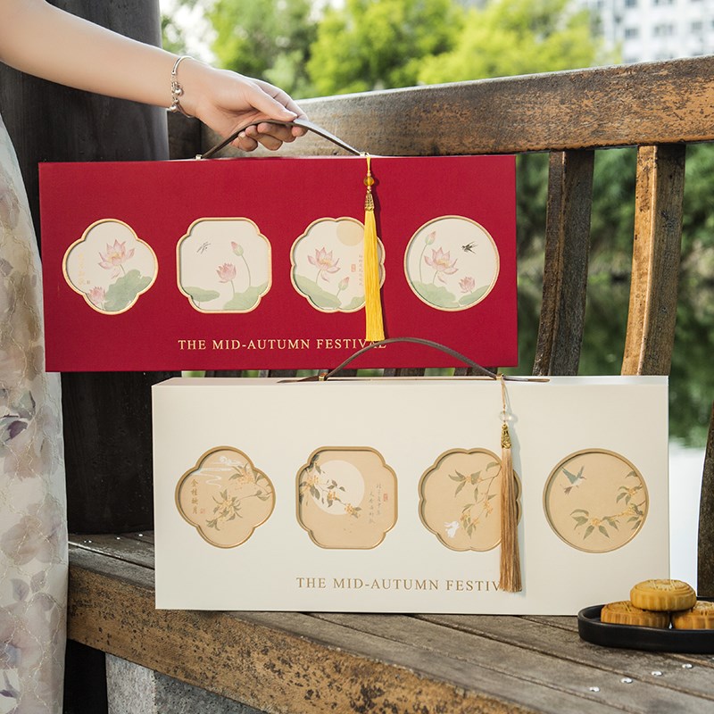 2025新款定h制logo中秋月饼烘焙礼品6/8粒硬盒空盒包装盒手提