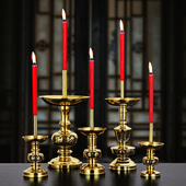 纯铜新款 宝烛台竹签蜡烛灯座F财神招财家用摆件斗烛台供灯 佛光元