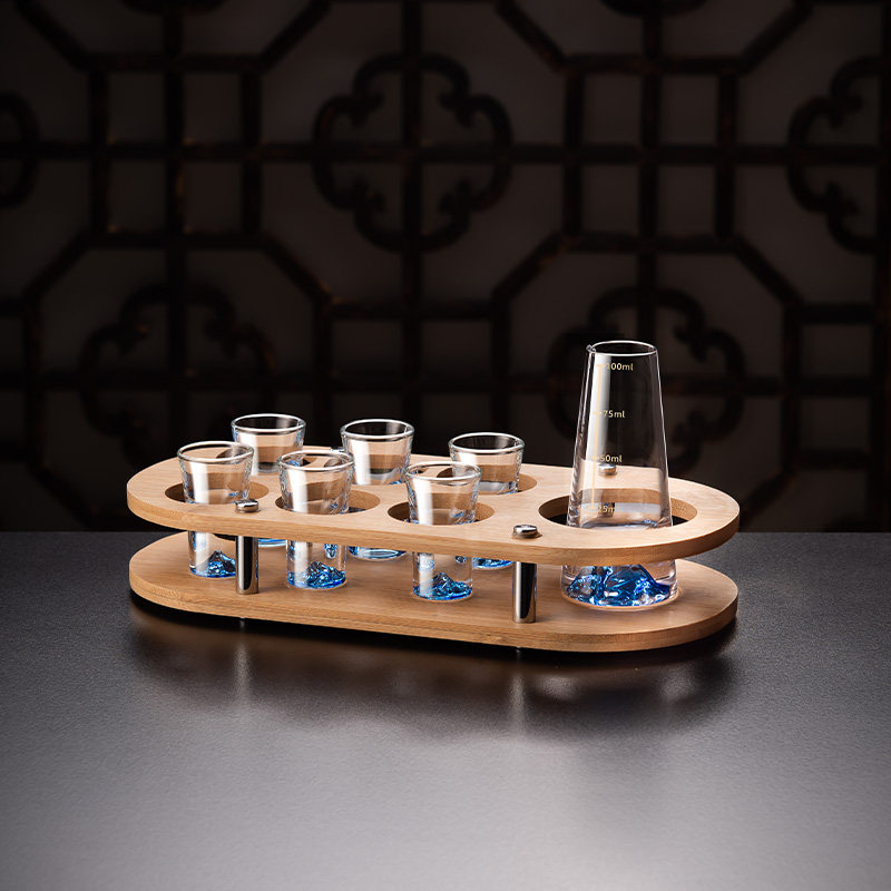 中式高端蓝山白酒杯套装家用水晶玻璃F小一口杯酒盅轻奢分酒器酒