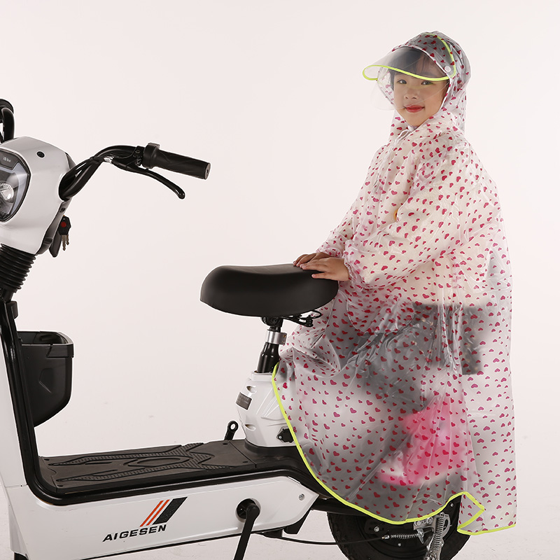 儿童雨衣女童男童小童幼儿园小y学生连体斗篷式双帽檐防水透明雨