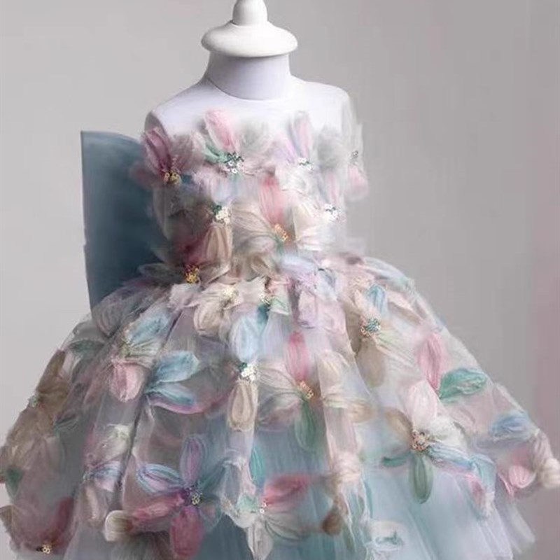 儿童晚礼服蓬蓬裙高端主持轻奢小众D生日走秀公主裙女童钢琴演出