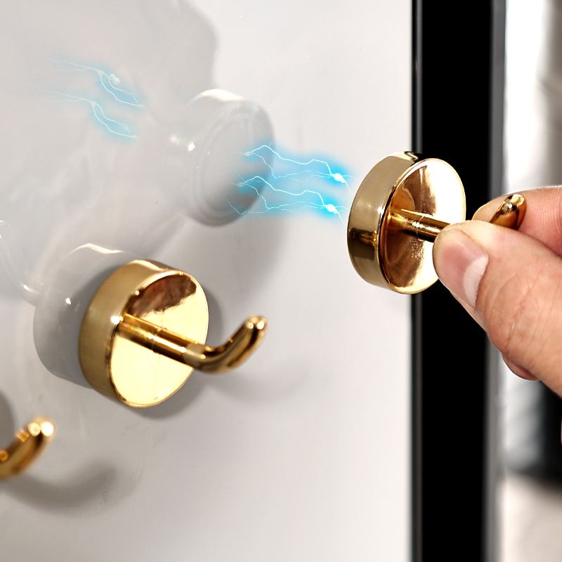 磁吸挂钩免打孔强力钉入户x门磁铁厨房门后冰箱磁贴吸铁石钩子