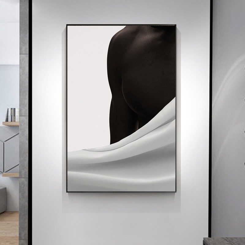 人物艺术摄影挂画工业风竖版玄关过道背景墙画客厅工作室装饰壁画图片