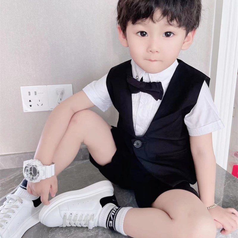 儿童西装休闲马甲短裤套装夏季男童韩版绅士花童男孩六一生日礼服