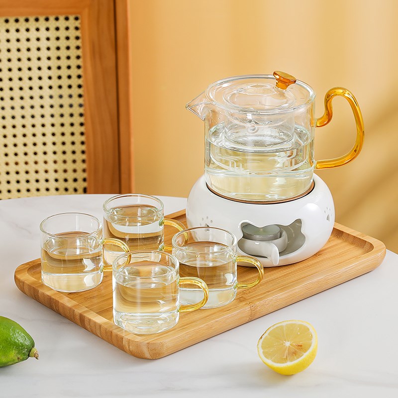 蜡烛温茶炉煮茶器2024新款玻璃茶具套装家用咖啡厅保温炉小型茶壶