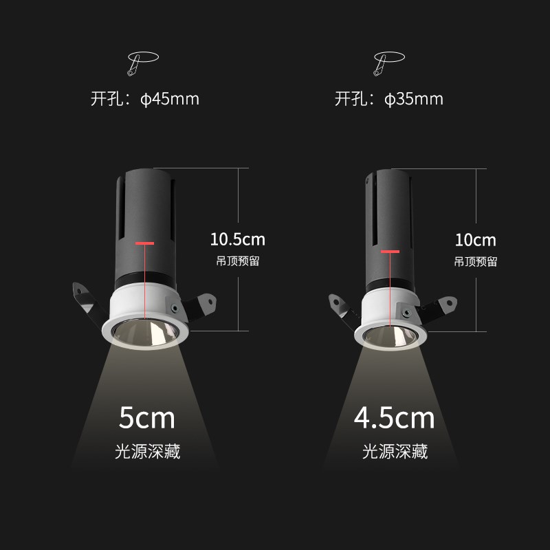迷你小射灯led嵌入式3w满天星COB防眩窄边45开孔35mm无边框天花灯