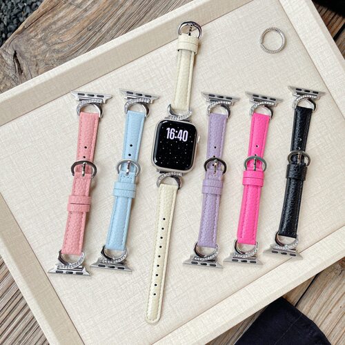 牛角金属拼皮荔枝纹表带适用苹果applewatch10s11手表带iwatch9SE