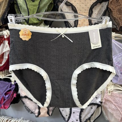 每奈6711磨毛舒适女内裤提花中腰少女高弹短裤包臀女士三角裤