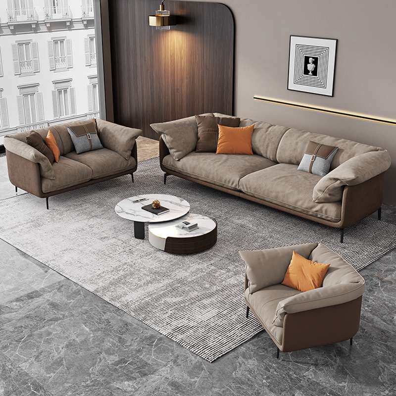 意式科技布沙发简约小户型客厅三人位组合乳胶布艺沙发家具轻奢