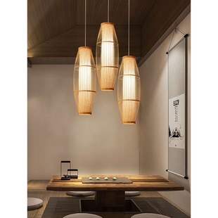 创意灯新中式 简约竹艺 竹编吊灯餐厅走廊楼梯茶室禅意灯笼吊灯日式