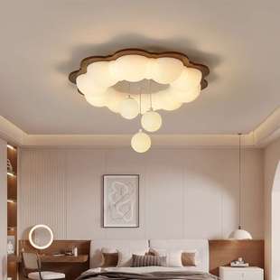 卧室吸顶灯中古侘寂风网红民宿家用胡桃色书房间主卧蝴蝶结吊球灯