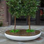 深圳玻璃钢木饰面花池树池景观坐凳机场酒店商场室内装 饰休息座椅