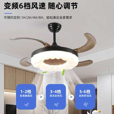 隐形风扇灯卧室吸顶风扇灯简约现代静音电扇灯一体餐厅风扇灯工厂