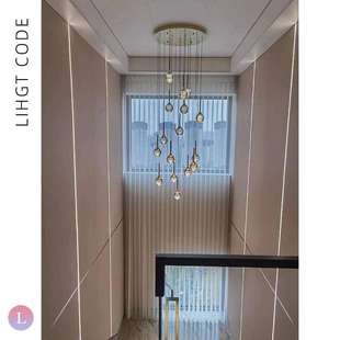 客厅灯创意公寓水晶月球复式 楼梯吊灯小简约现代loft挑空网红