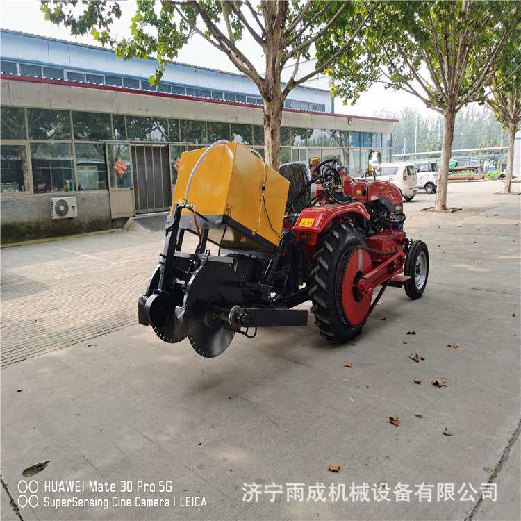 牵引式圆盘开沟机 路面施工开槽机 水管铺设挖沟机视频 图片