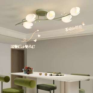 餐厅灯现代简约长条饭厅吊灯奶油风创意水晶吧台灯走廊过道吸顶灯