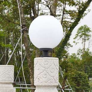 太阳能柱头灯 庭院门柱灯圆球不锈钢柱头灯 户外太阳能圆球灯围墙