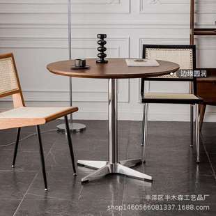 北欧圆形休闲奶茶咖啡店茶几铁艺网红餐厅小餐桌简约接待洽谈桌子