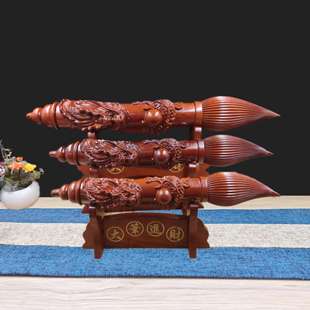 大笔进财黑檀实木雕龙笔摆件巴花金榜提名毛笔家居木质工艺礼品