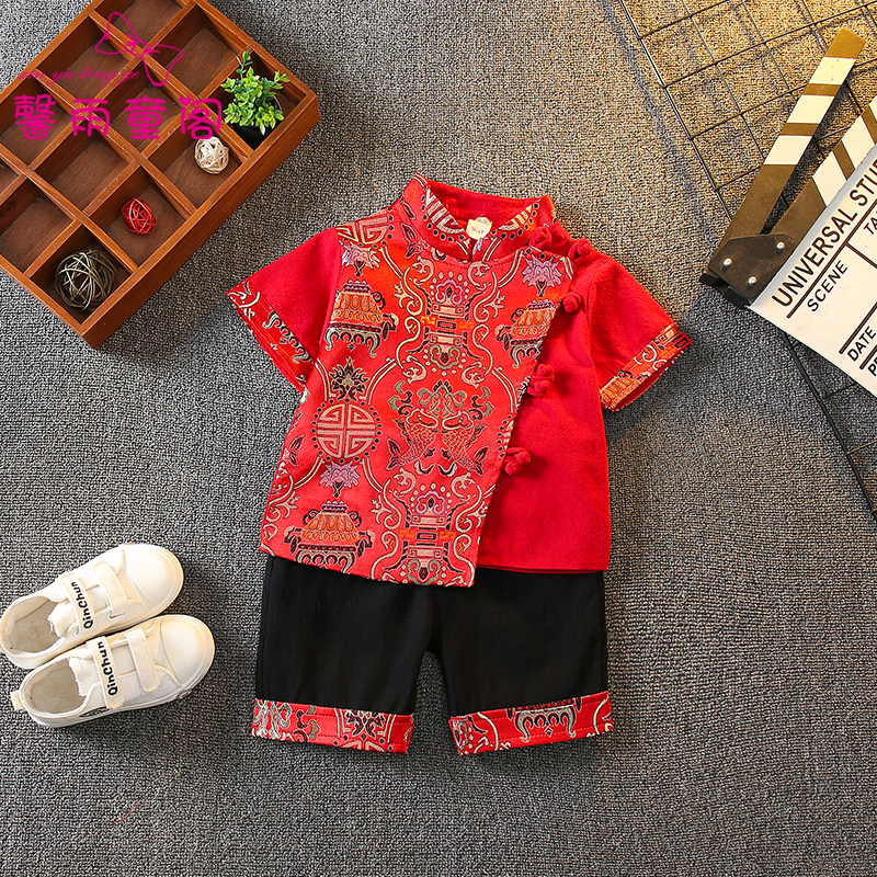 男童汉服夏季薄款中国风儿童w唐装民族服装帅气高端宝宝古装表演