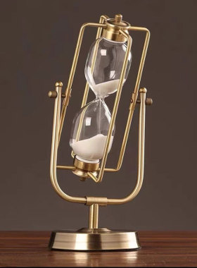 轻奢复古旋转时间沙漏计r时器摆件办公室样板间酒柜客厅美式装饰