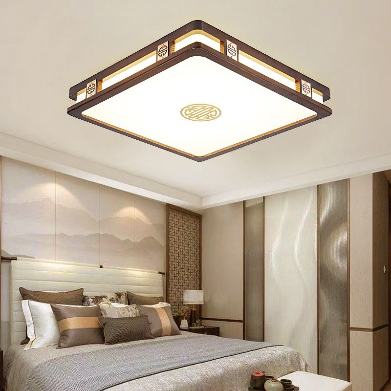 新中式实木吸顶灯国风实木客w厅灯套餐LED长方形餐厅卧室木质灯具