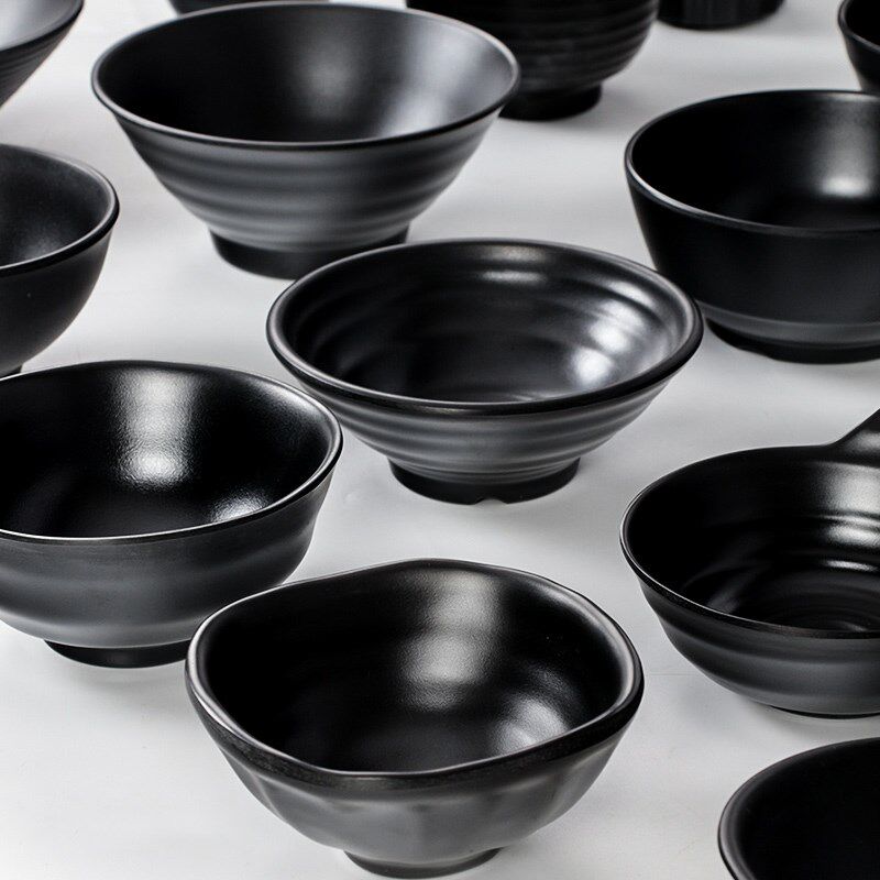密胺餐具小碗商用黑色麻辣烫饭店米饭小汤K碗饭碗火锅店专用调料