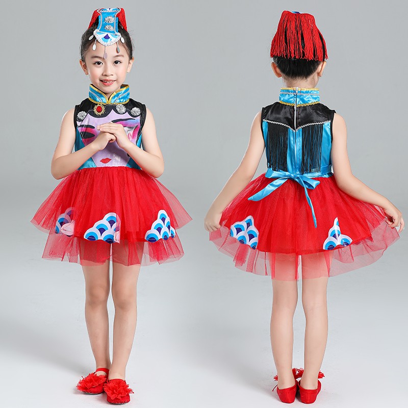 元旦新款儿童表演服装中r国风幼儿京剧戏曲脸谱男女喜庆民族演出