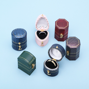 迷你珠宝戒指盒精致创意复古z八角爱心戒指盒求婚拍照道具首饰盒