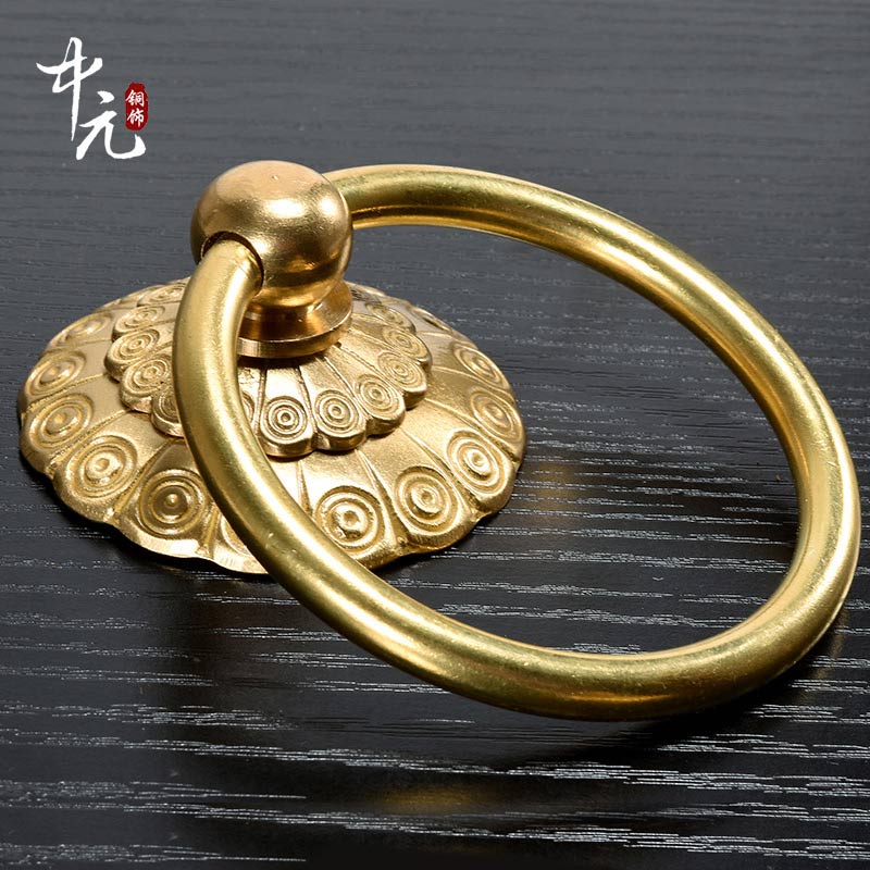 大门仿古拉环古建祠堂门环铜拉手C纯铜复古老式中式木门铜拉手拉