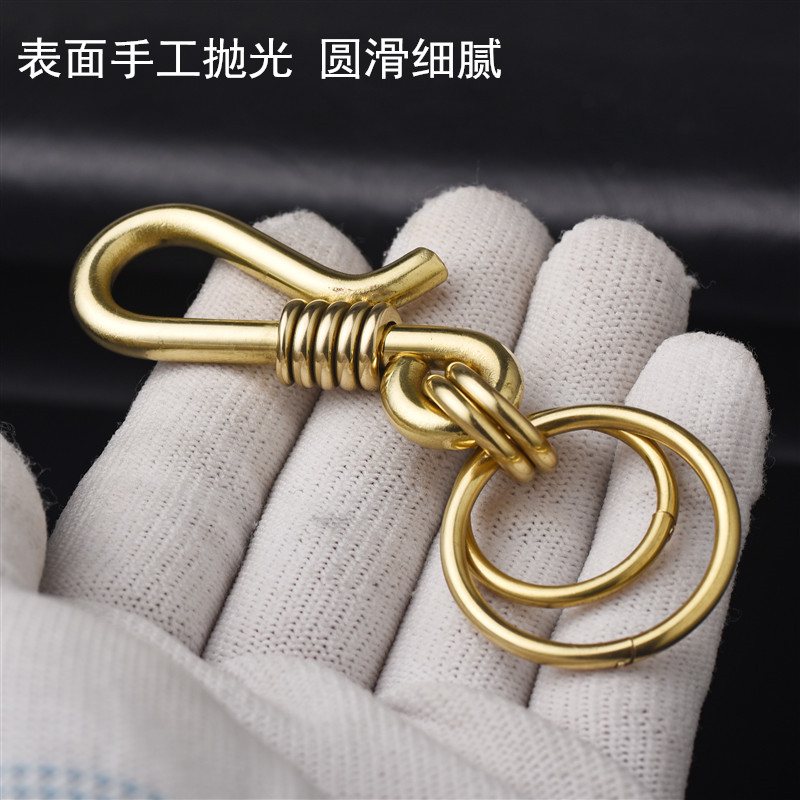 铜钥匙扣手工男士快挂裤带防丢简约挂钩钥匙链挂S件汽车复古风金