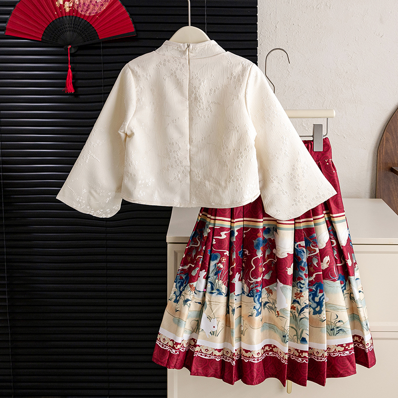 马面裙女童拜年服儿童o汉服2024新款上衣套装秋款小女孩中国风古