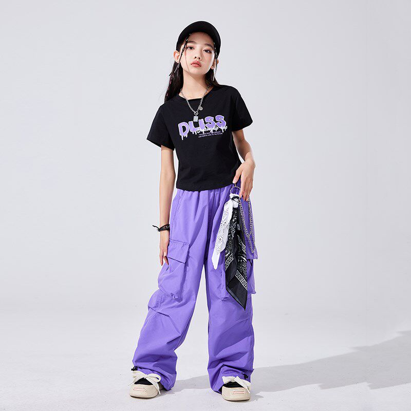 六一儿童街d舞演出服女童爵士舞男童hiphop潮服架子鼓表演工装裤
