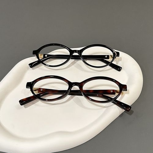 儿童眼镜框窄框眼镜架复古椭圆豹纹色小镜框无P镜片凹造型拍照装