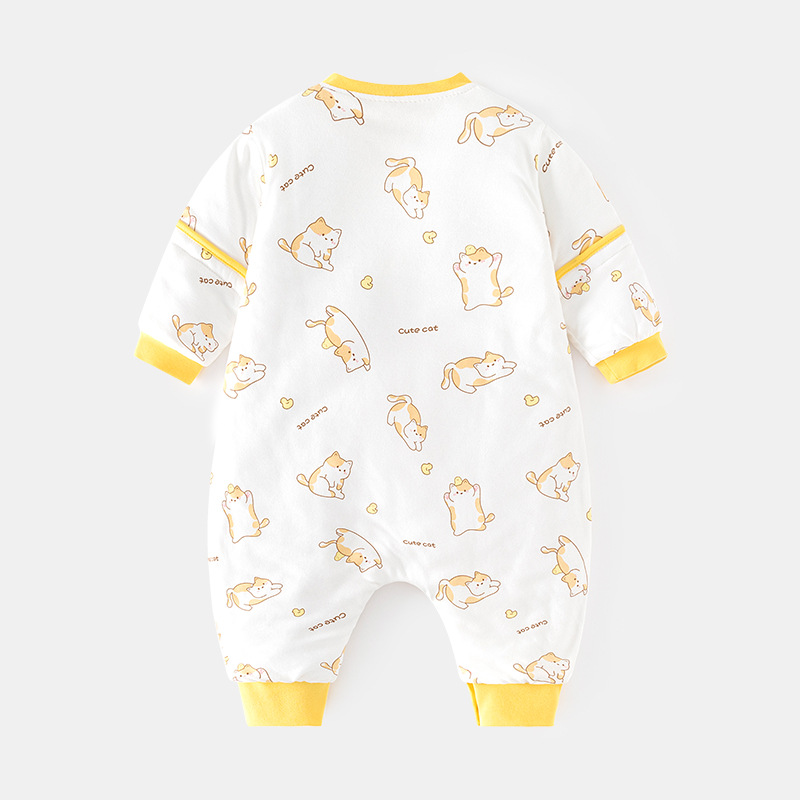 0-3岁婴幼儿纯棉夹p棉睡袋A类儿童分腿加厚保暖睡衣宝宝防踢被秋