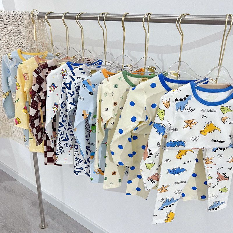 儿童无骨莱卡棉套k装男女童内衣衬衫内搭裤家居服春宝宝秋衣卫生