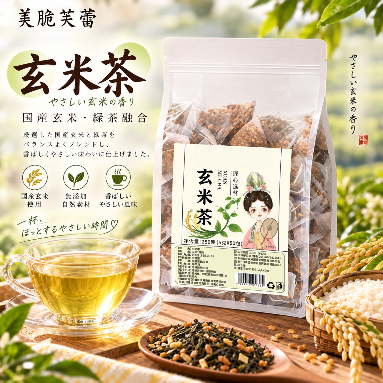 【全网热销】日式玄米茶三角茶包图片