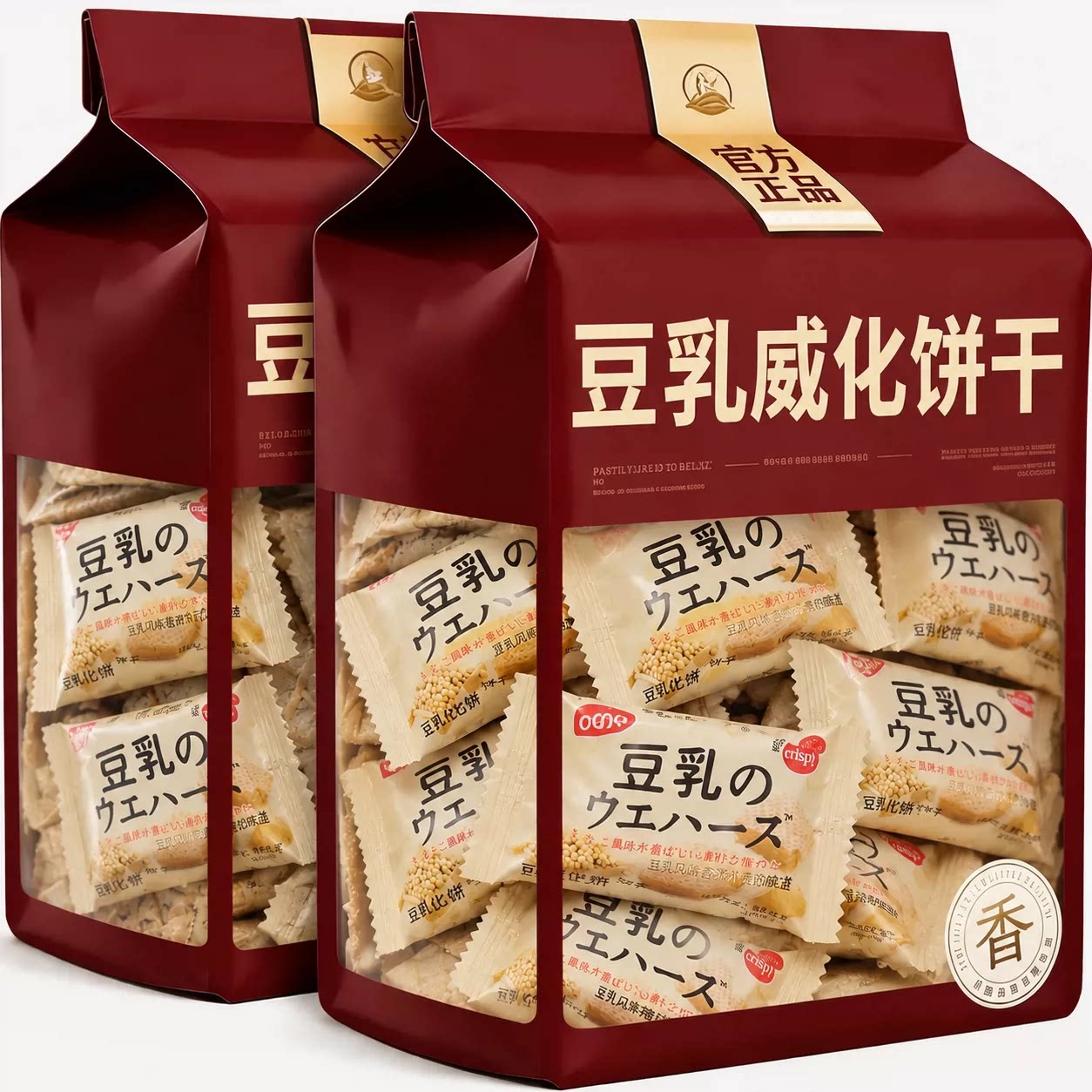 豆乳威化饼干官方旗舰店独立小包装营养代餐夹心饼干休闲小零食