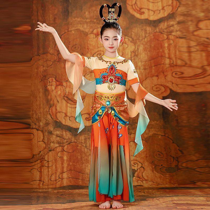 儿童敦煌六一飞天演出服女童飘逸中国古典舞反弹乐鼓琵琶舞蹈表演