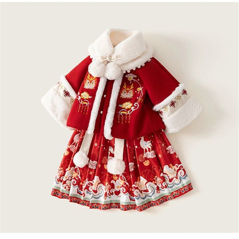 女童拜年服冬装新年衣服中国风儿童过年喜庆汉服宝宝周岁礼服唐装
