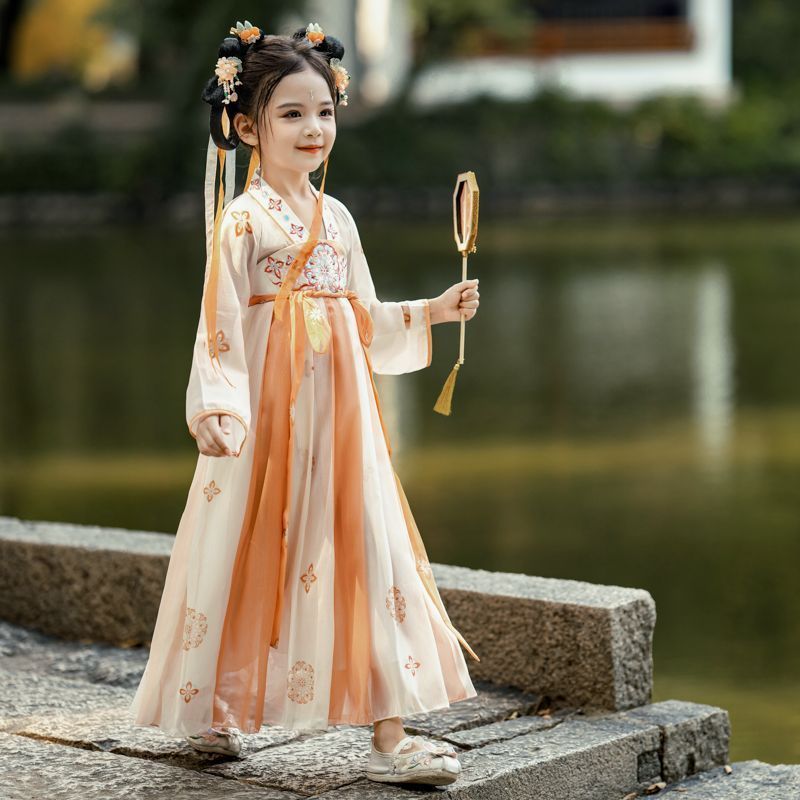 2022新款汉服女童秋款中国风儿童古装超仙唐装秋季女宝古风连衣裙