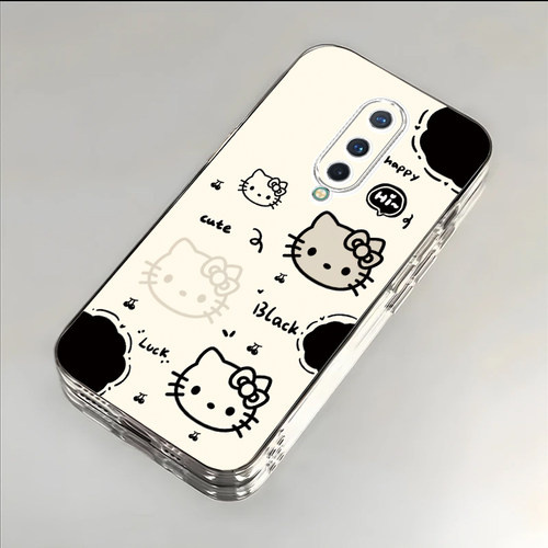 黑白猫咪适用于一加8手机壳1+8T新款IN2020全包防摔保护套OnePlus8Pro可爱男女款小众透明ins风专用外壳