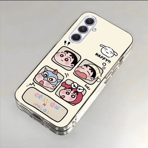 四宫格小新适用于三星A54手机壳A55新款SM-A5460全包防摔保护套GalaxyA56搞怪可爱男女小众透明ins风专用外壳